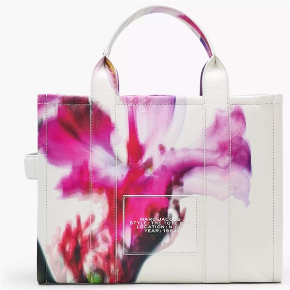 Marc Jacobs The Future Floral Leather Medium Tote Bag, White Multi